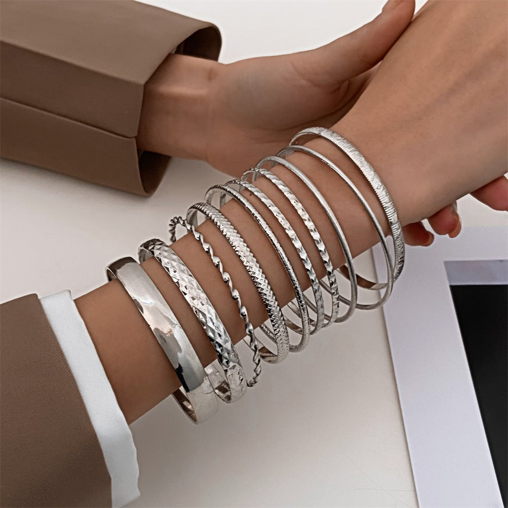 Vintage Bangle Bracelet Set - 10 Pieces