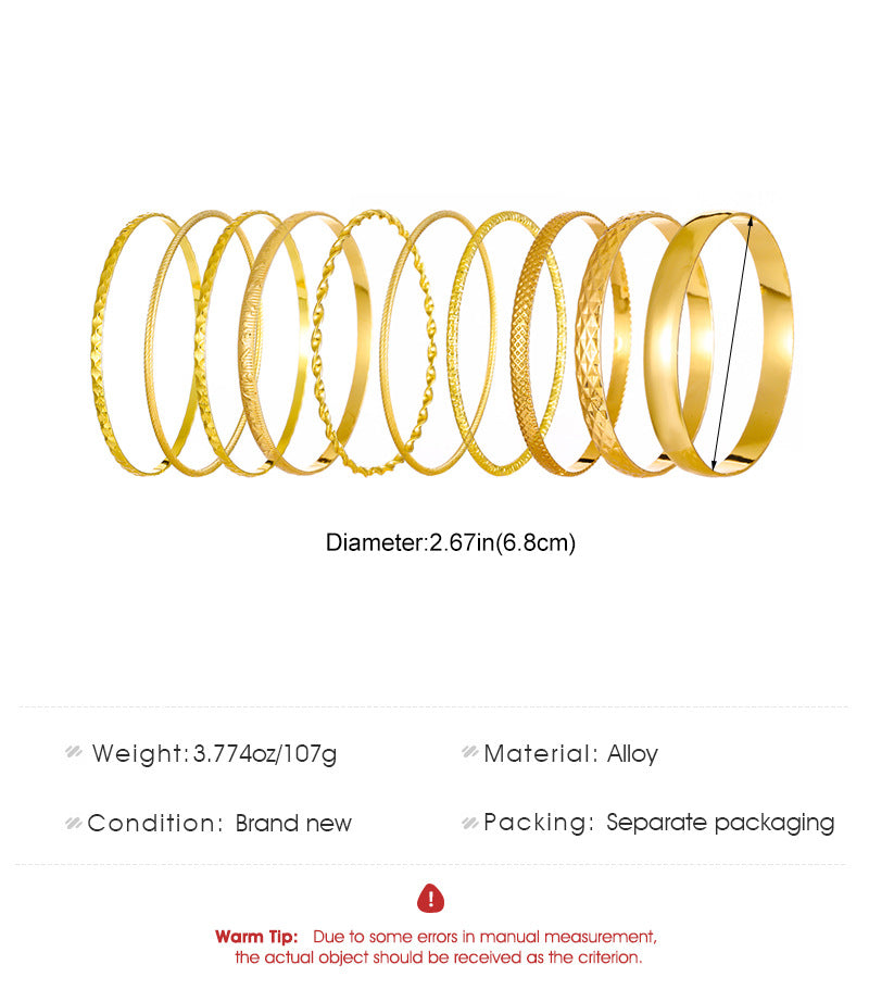 Vintage Bangle Bracelet Set - 10 Pieces