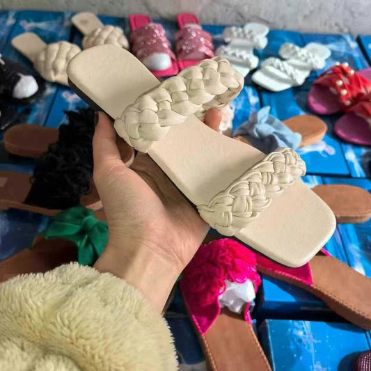 Braided Strap Flat Sandals