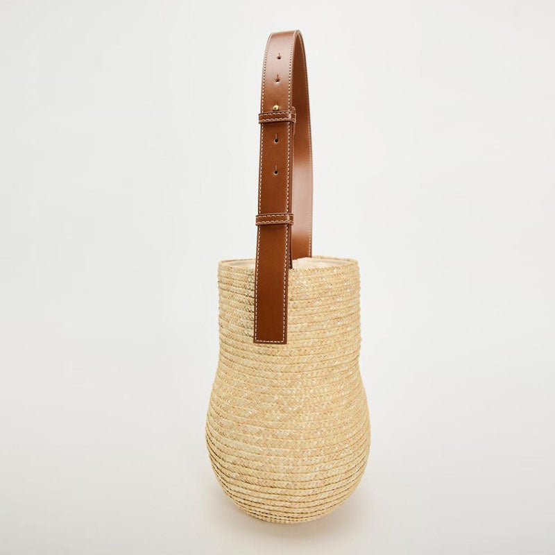 Woven Gourd-Shaped Straw Shoulder Bag For Vacation