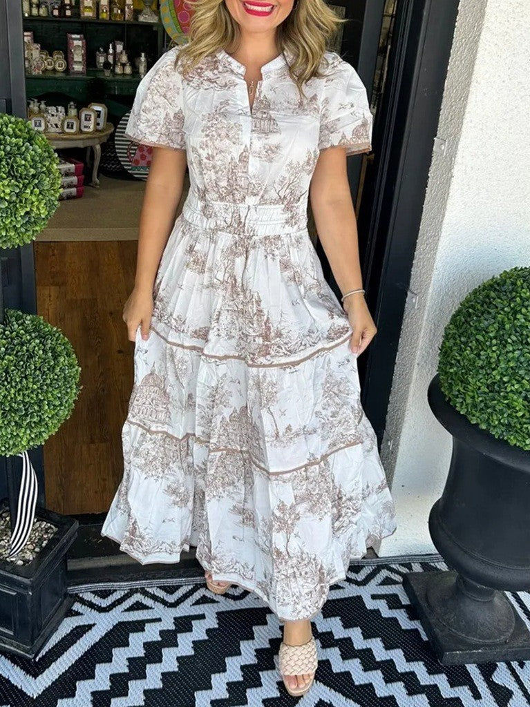 Printed Elastic Waist Dress