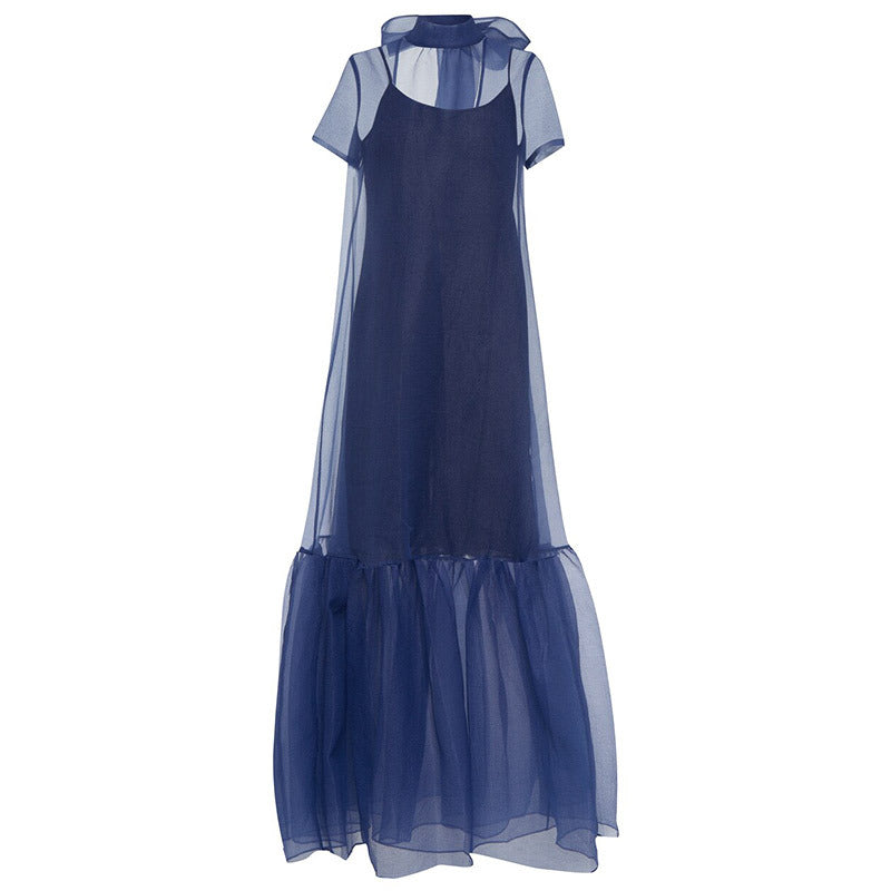 Mesh Backless Two-piece Dress