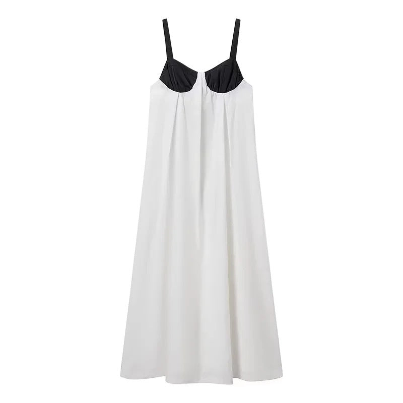 Fashion Back Bow Patchwork Sling Dress