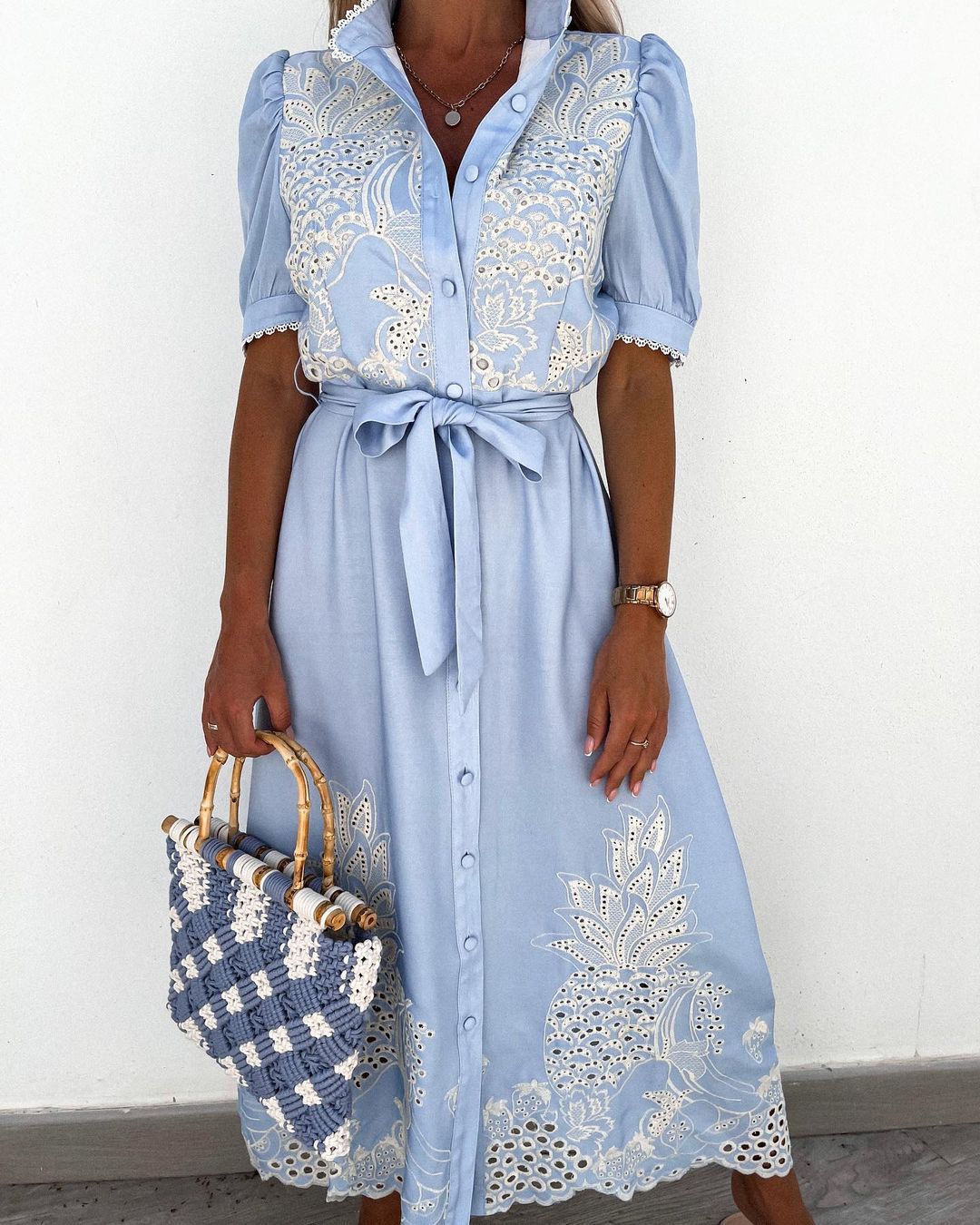 Eyelet Lace Elegant Shirt Dress