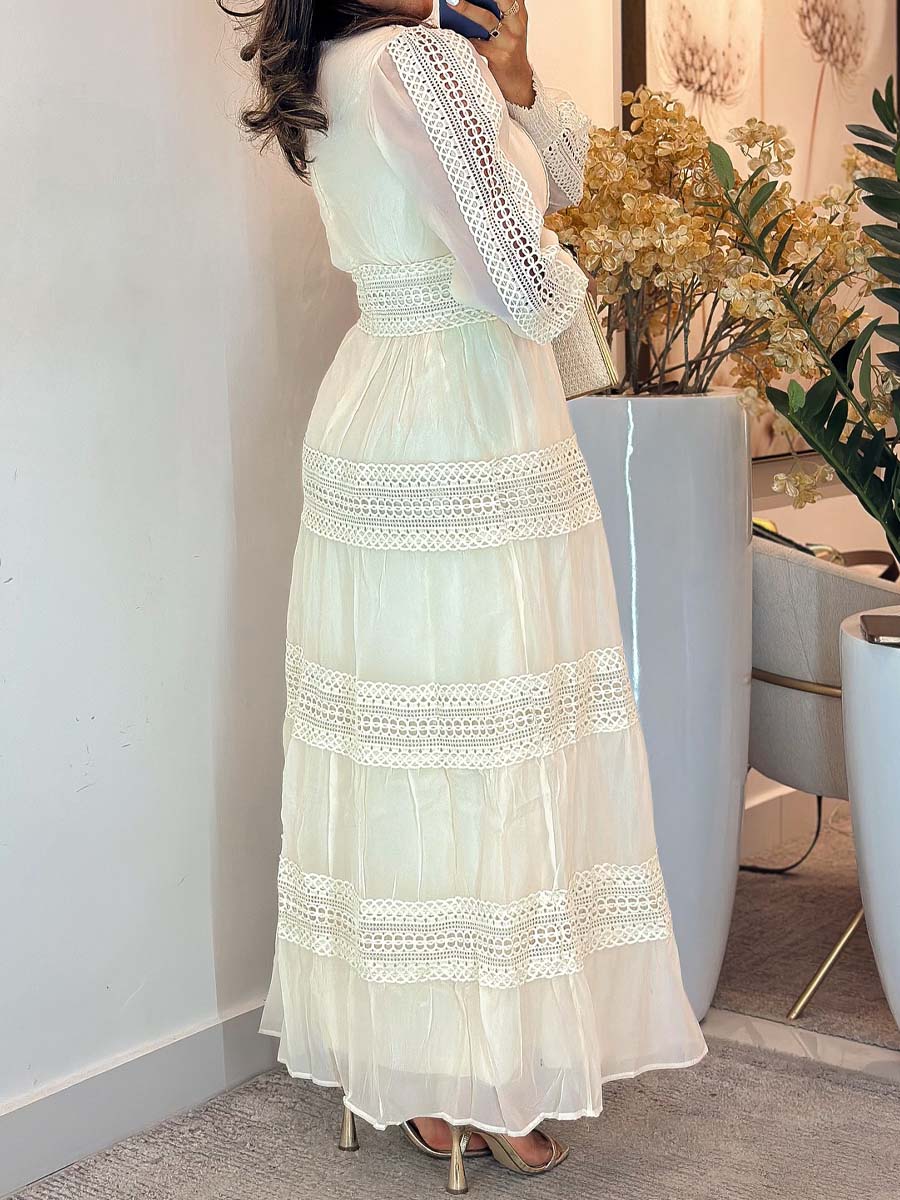 Elegant Lace Long Sleeve Maxi Dress