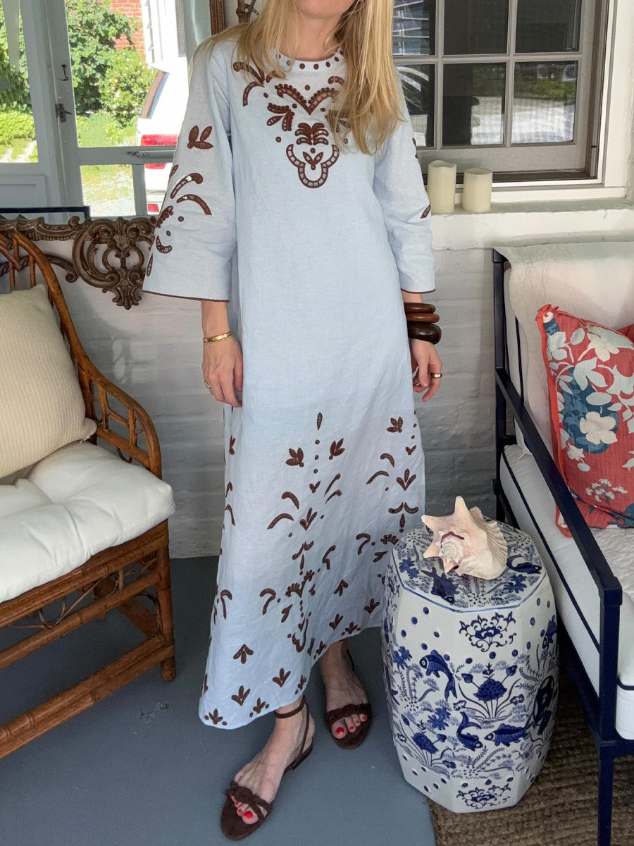 Embroidered Cutout Long Sleeve Dress