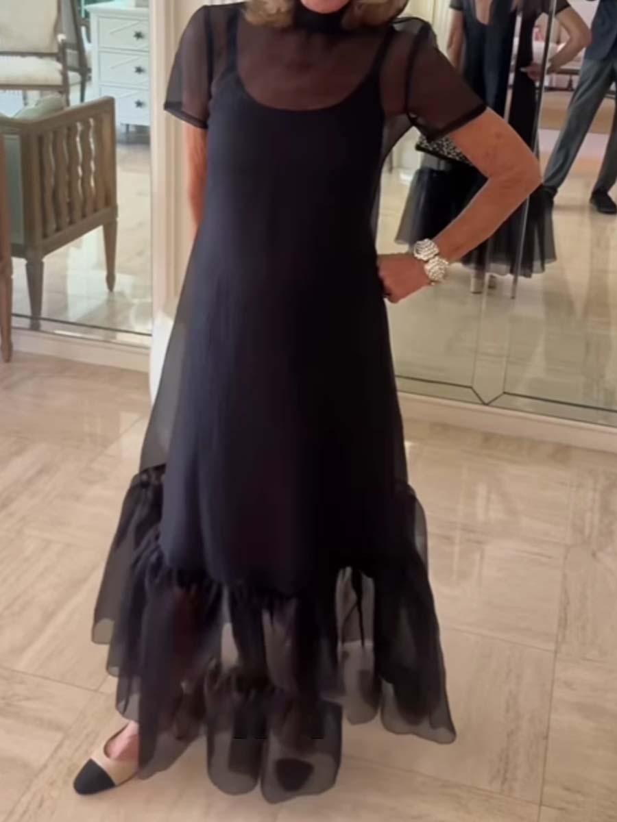 Mesh Backless Two-piece Dress