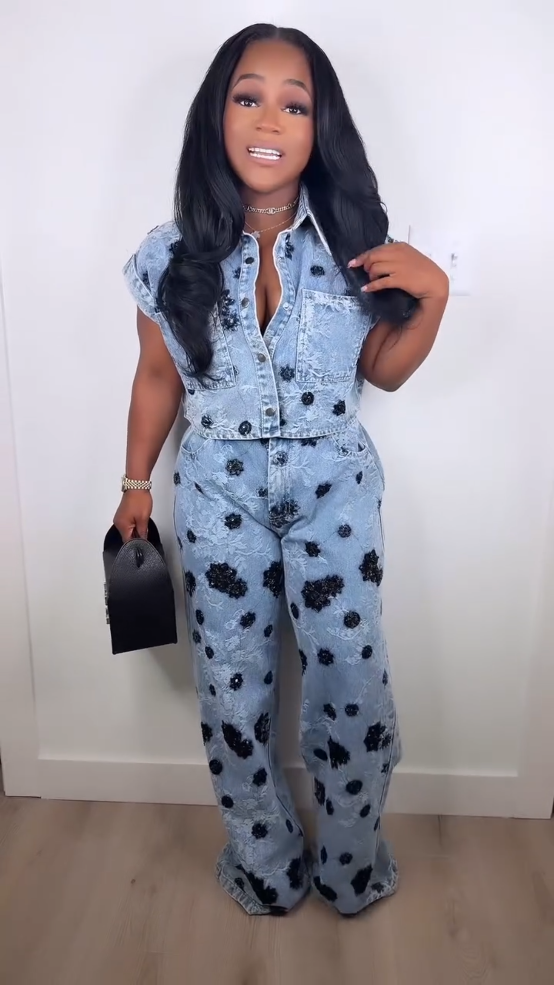 Vintage Denim Two-Piece Set