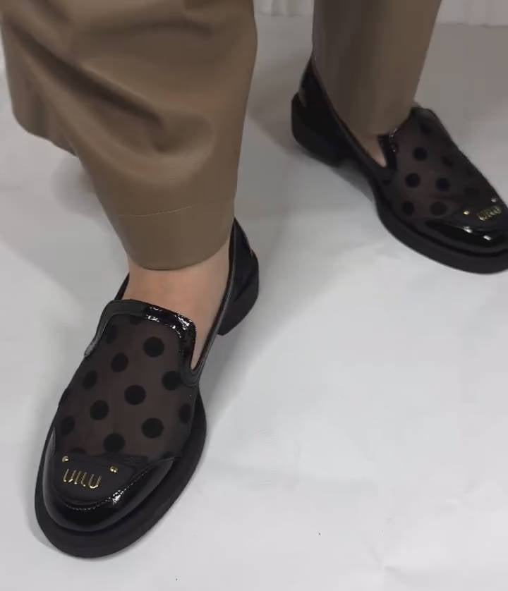 Polka Dot Mesh Loafers