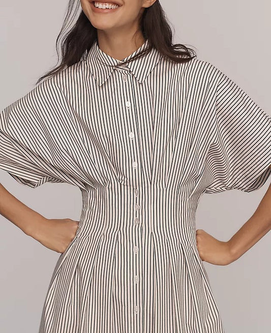 Eleanor Pleated Button-Down Dress