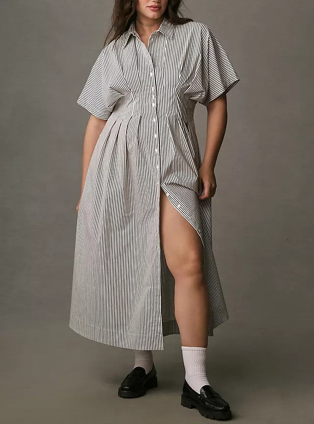 Eleanor Pleated Button-Down Dress