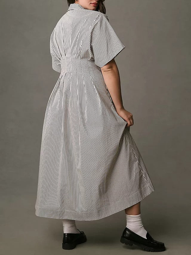 Eleanor Pleated Button-Down Dress
