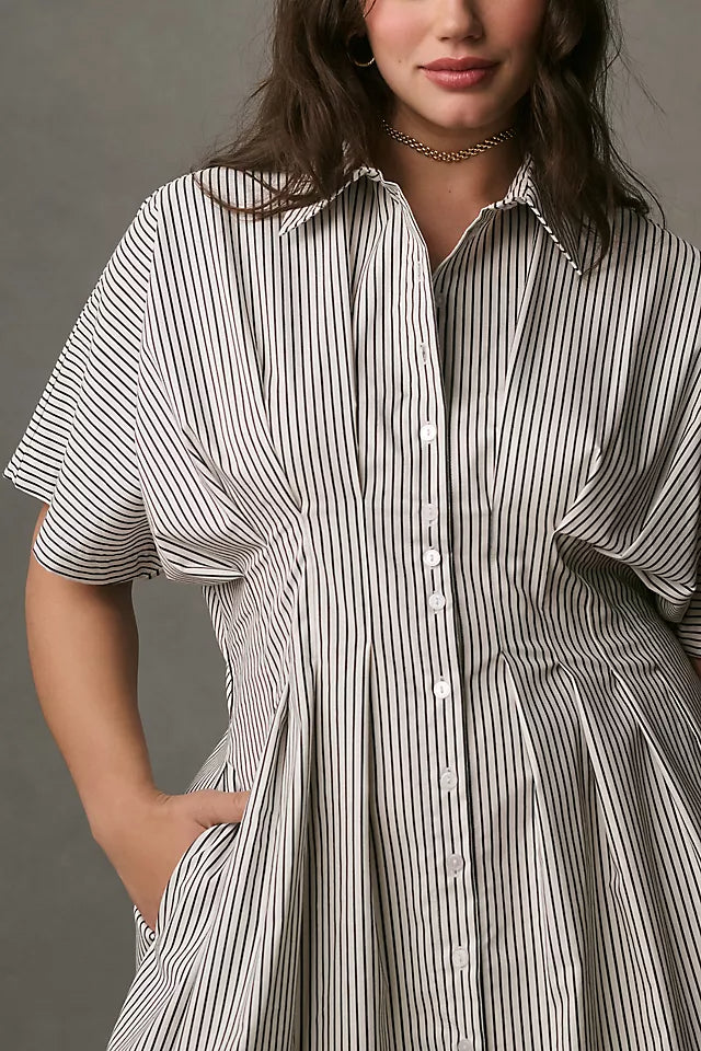 Eleanor Pleated Button-Down Dress