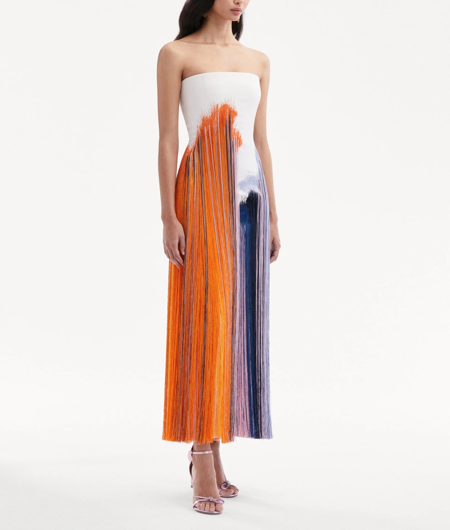Abstract Brushstroke Fringe Cocktail Dress