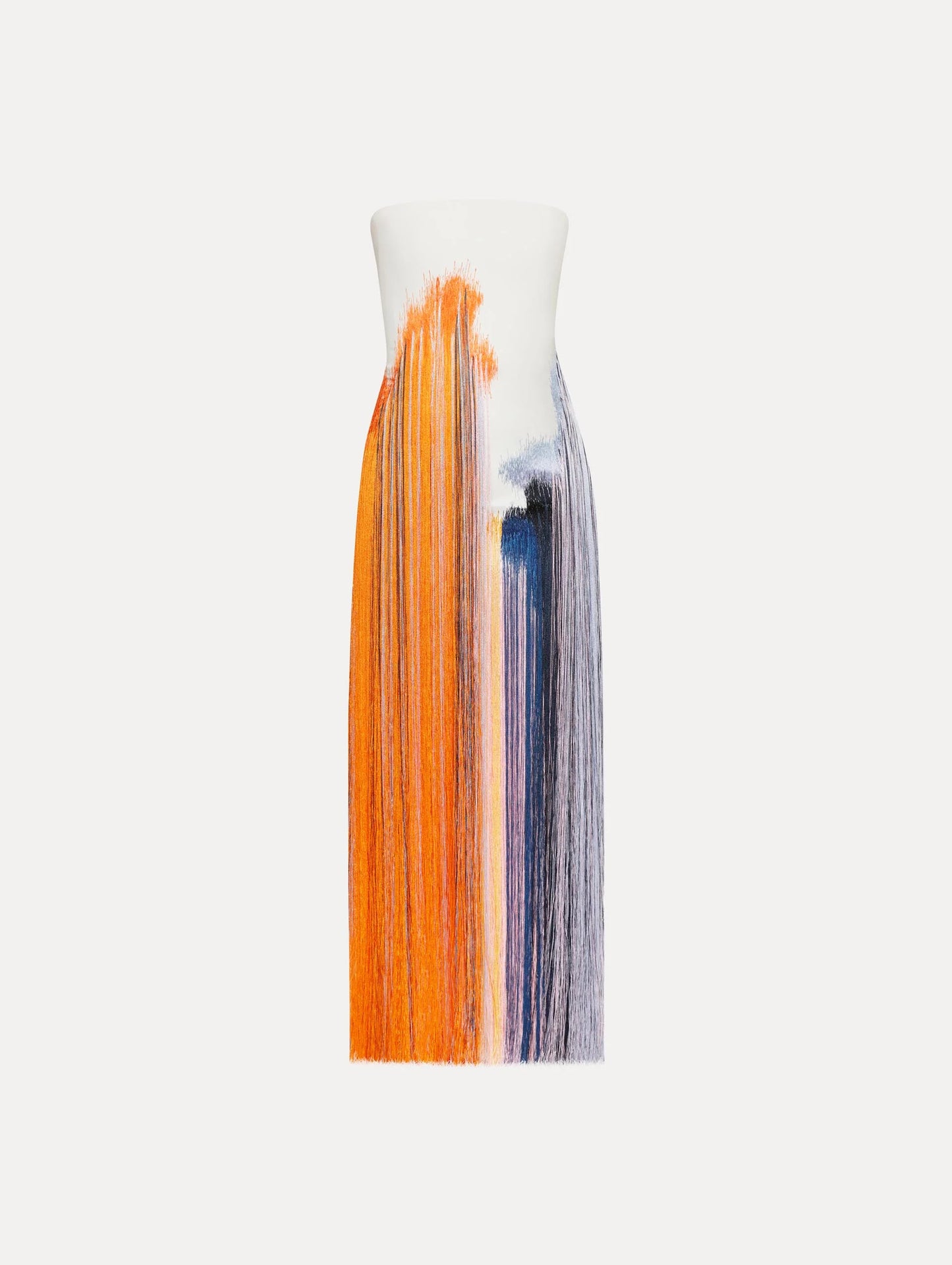 Abstract Brushstroke Fringe Cocktail Dress