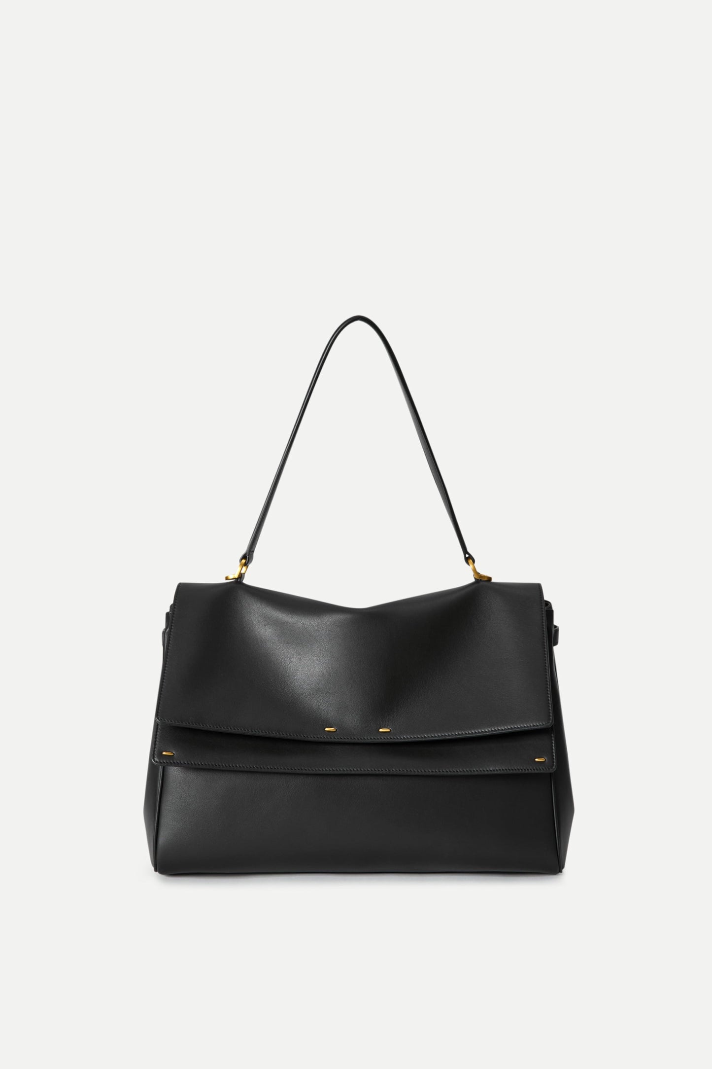 Minimalist Black Leather Shoulder Bag