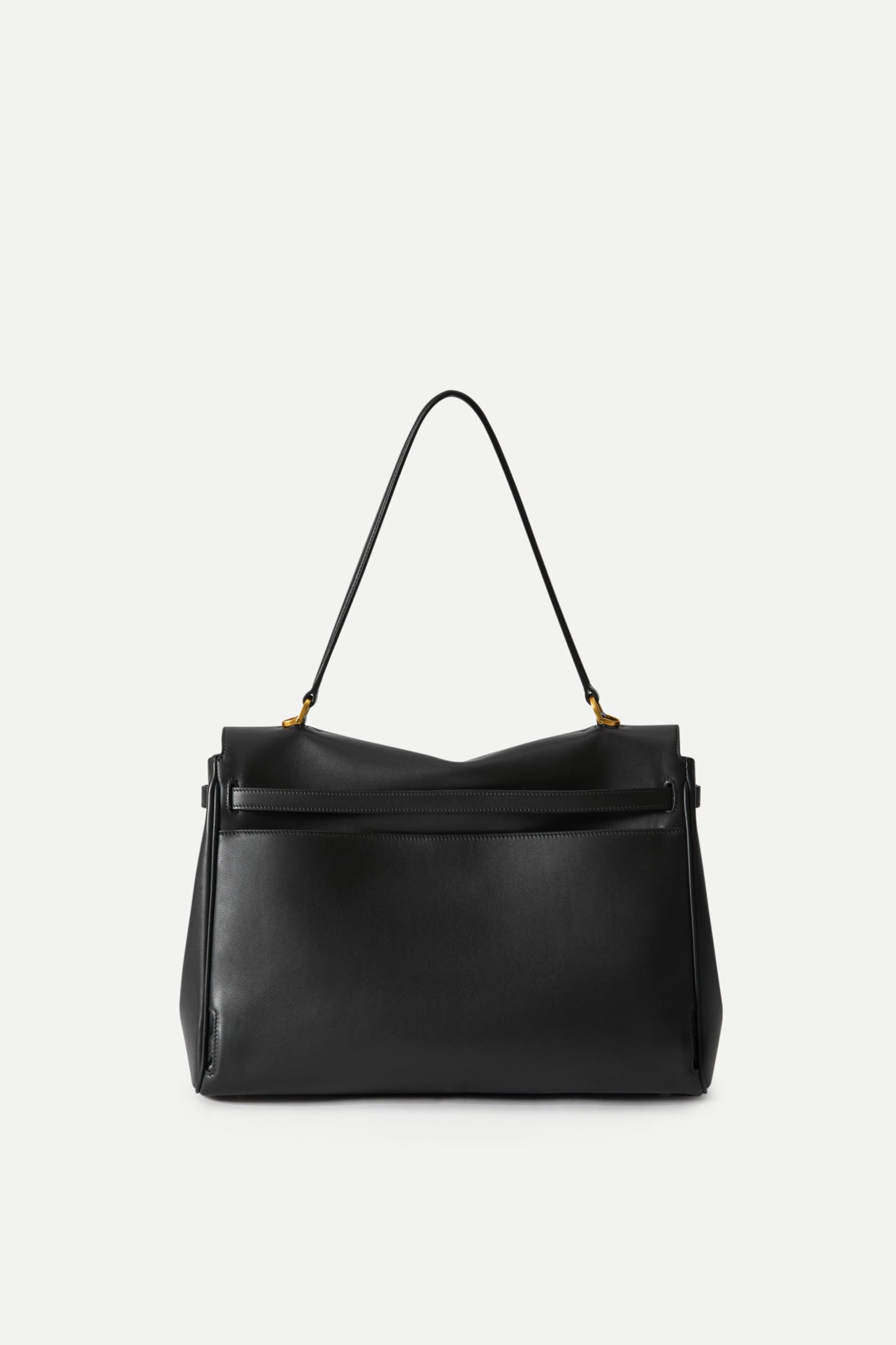 Minimalist Black Leather Shoulder Bag