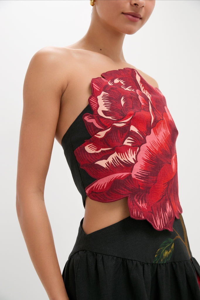 Rose Strapless Midi Dress