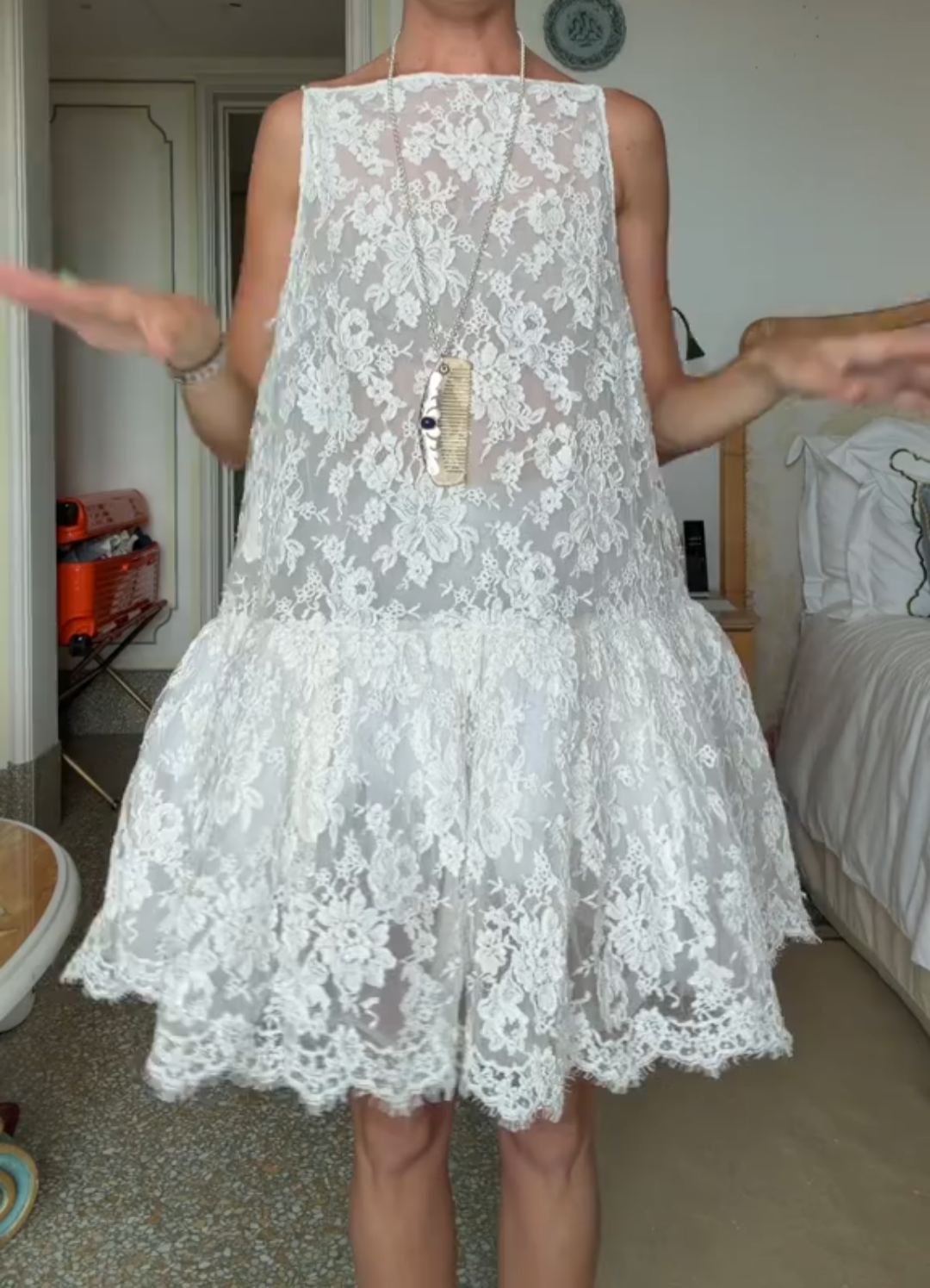 Floral Lace Tiered Mini Dress