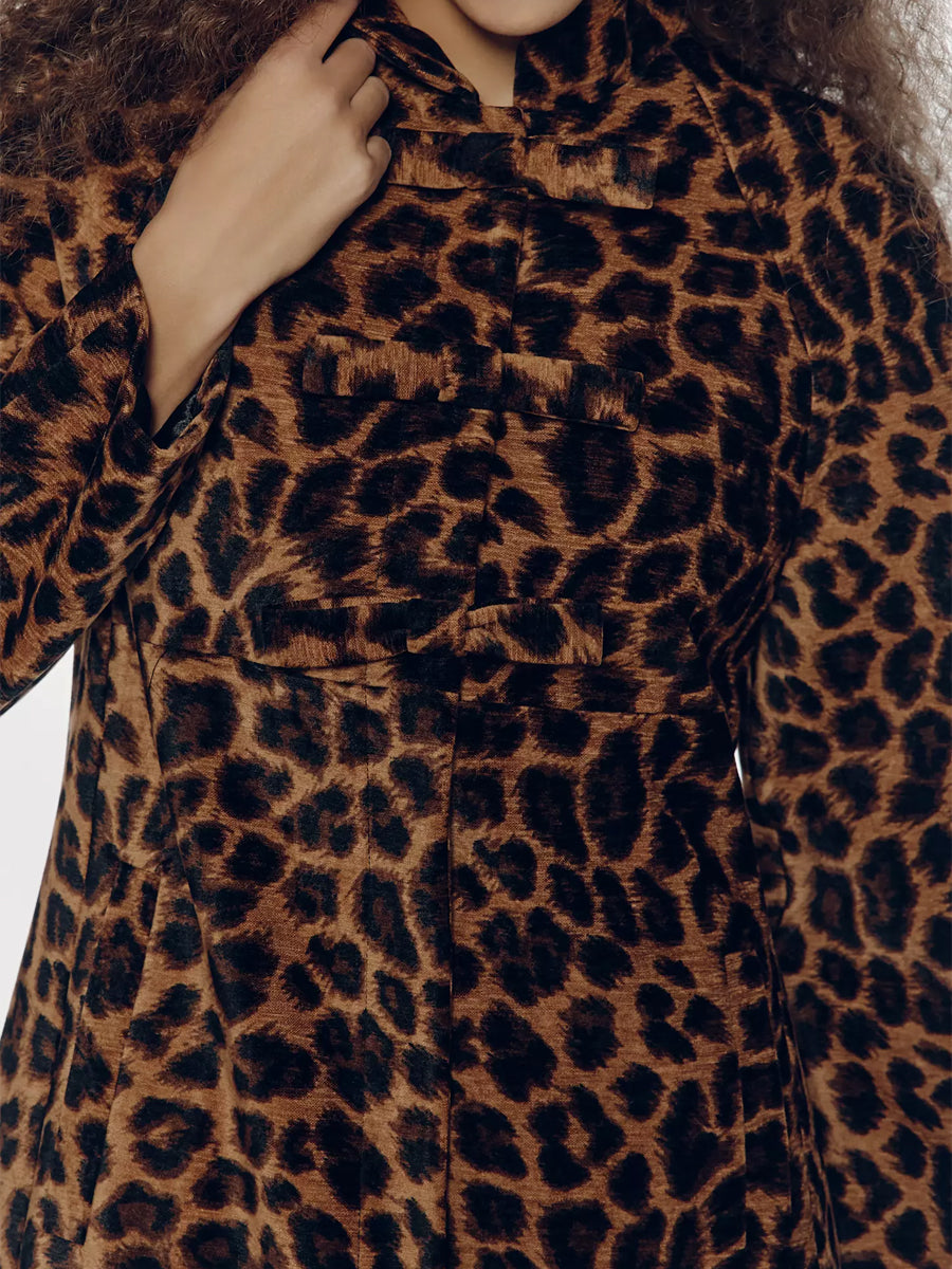 Leopard Print A-Line Jacket Dress