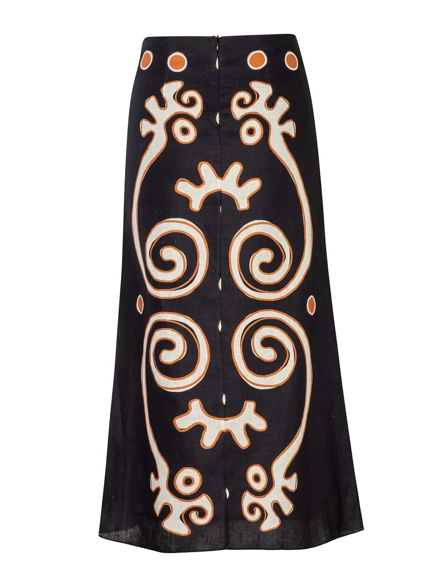 Placement Print High Waist Skirt