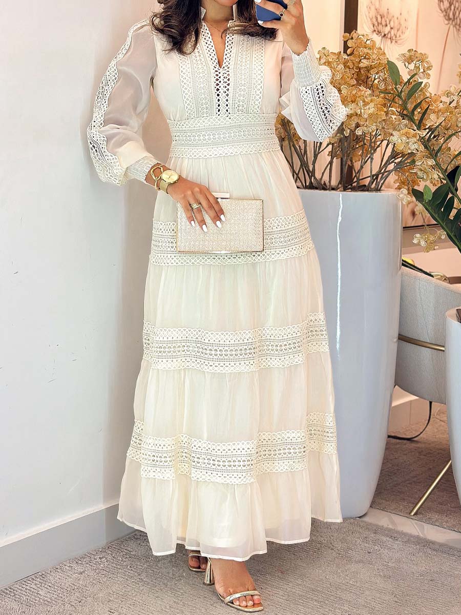 Elegant Lace Long Sleeve Maxi Dress