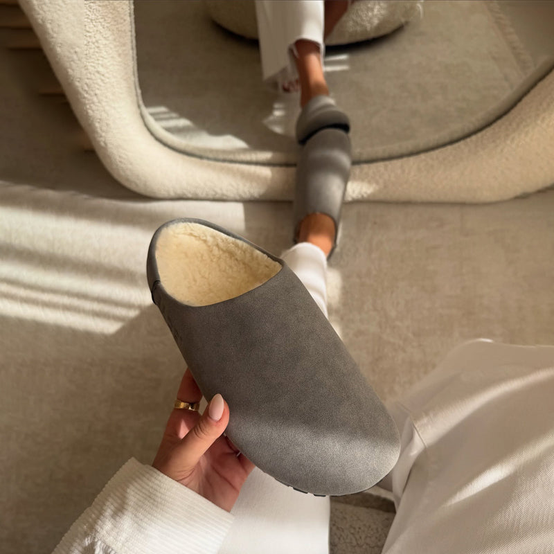 Round-head Velvet Flat-bottom Mules