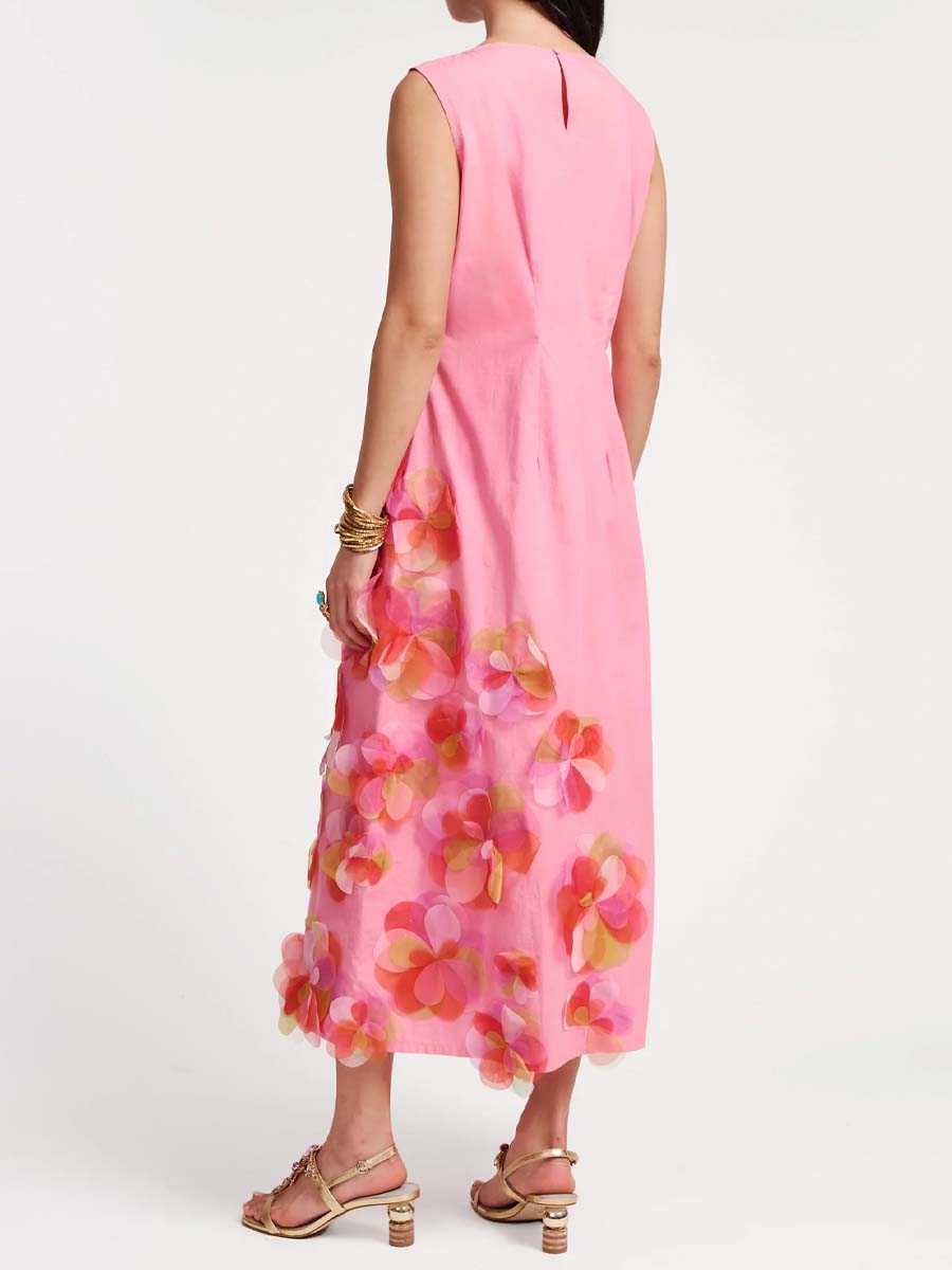 Sleeveless 3D Flower Maxi Dress