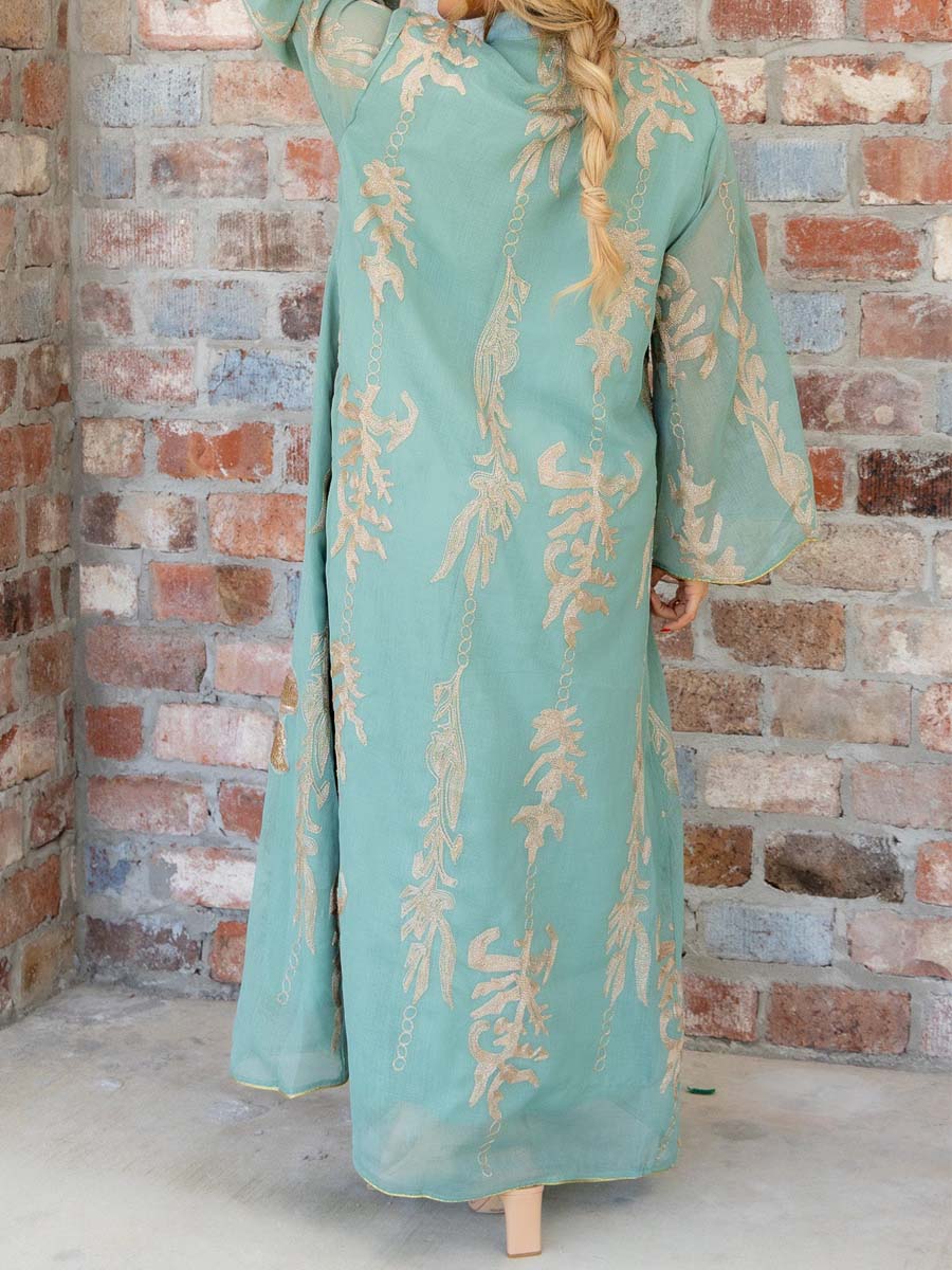 Elegant Printed V Neck Maxi Dress