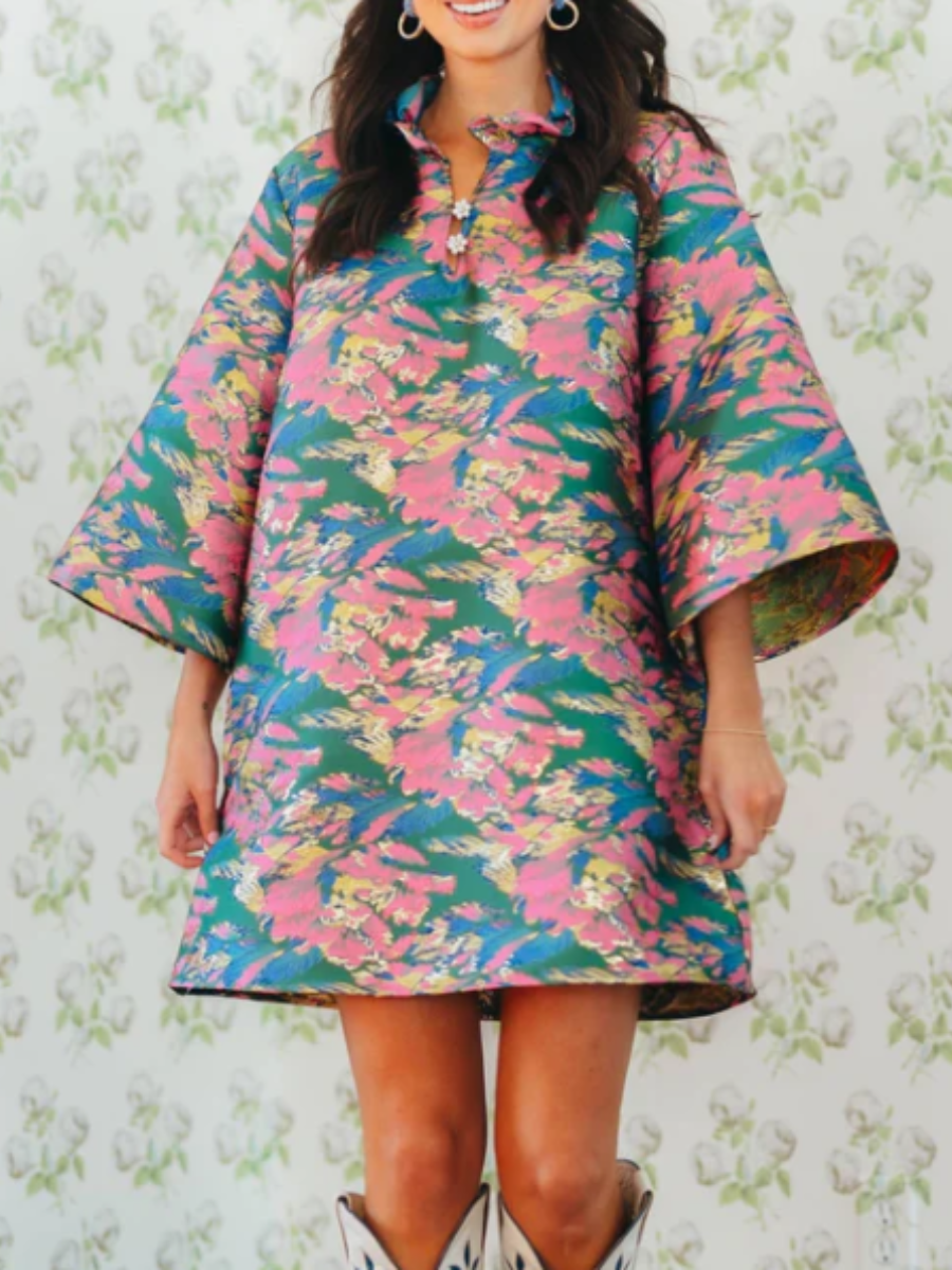 V-neck Printed Dress