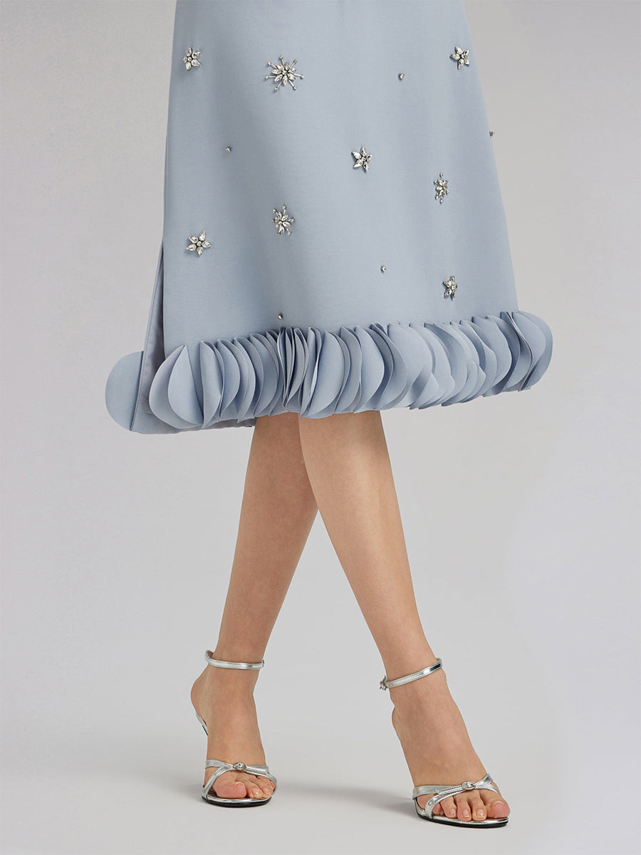 Elegant Beaded Floral-Trim Dress