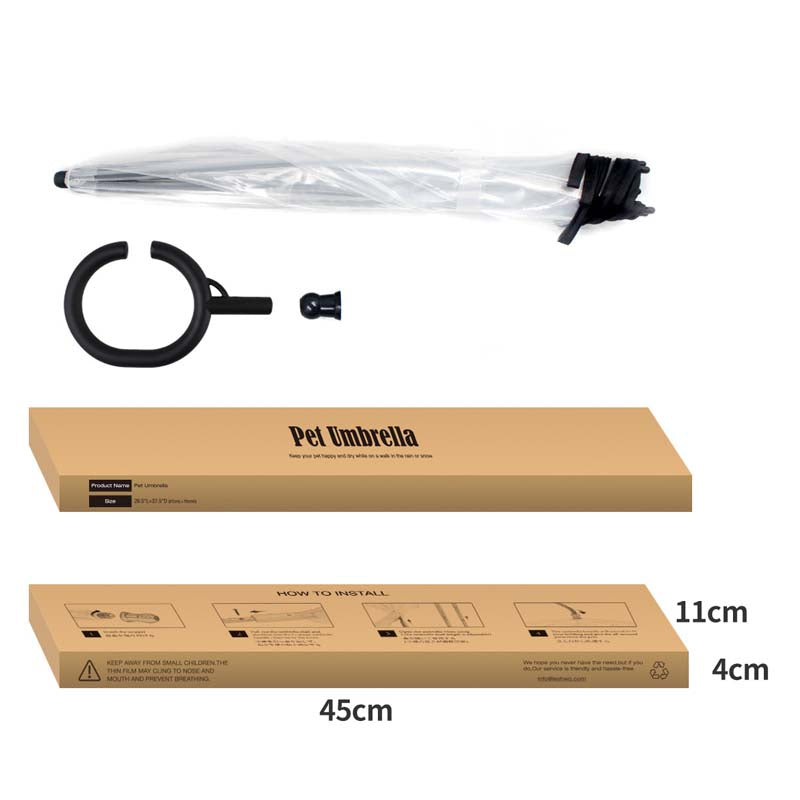 Adjustable Rain Dog Walking Leash Transparent Pet Umbrella