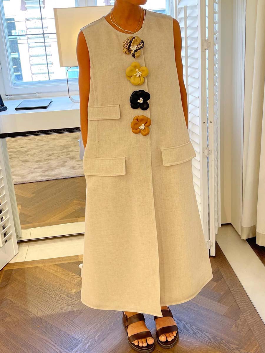 3D Flower Sleeveless Longline Vest Dress