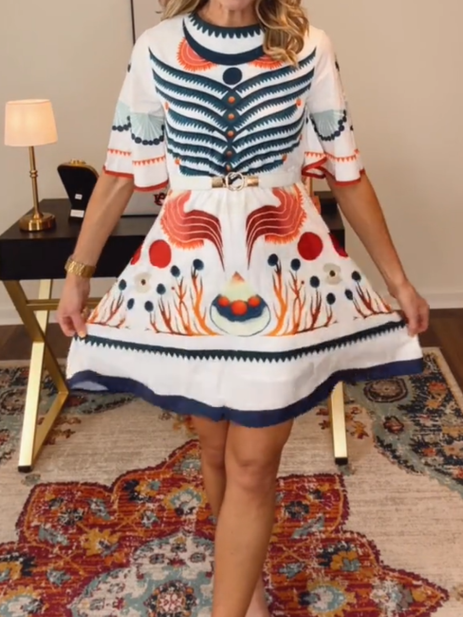 Adorable Printed Vacation Dress