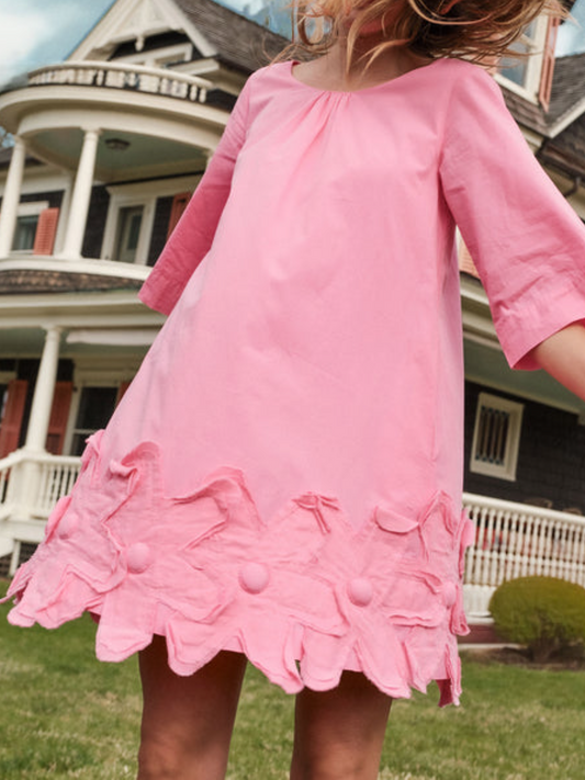 Crewneck Flower Mini Dress