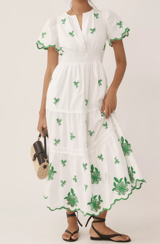 Classy Embroidery Eyelet Dress