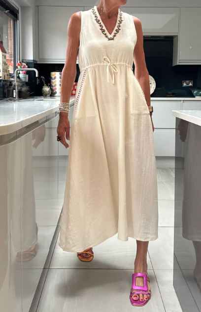 Embroidered Comfort Linen Dress