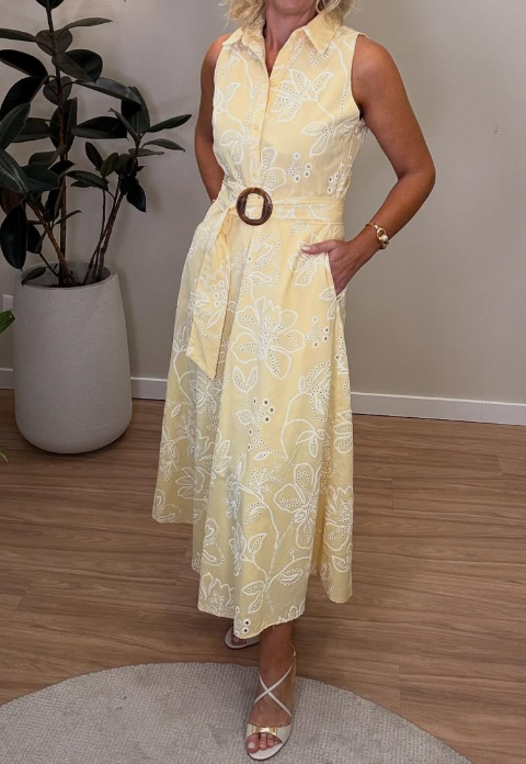 Eyelet Sleeveless Midi Dress