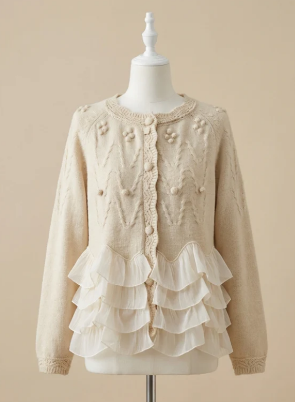 Classy Ruffle Knit Cardigan