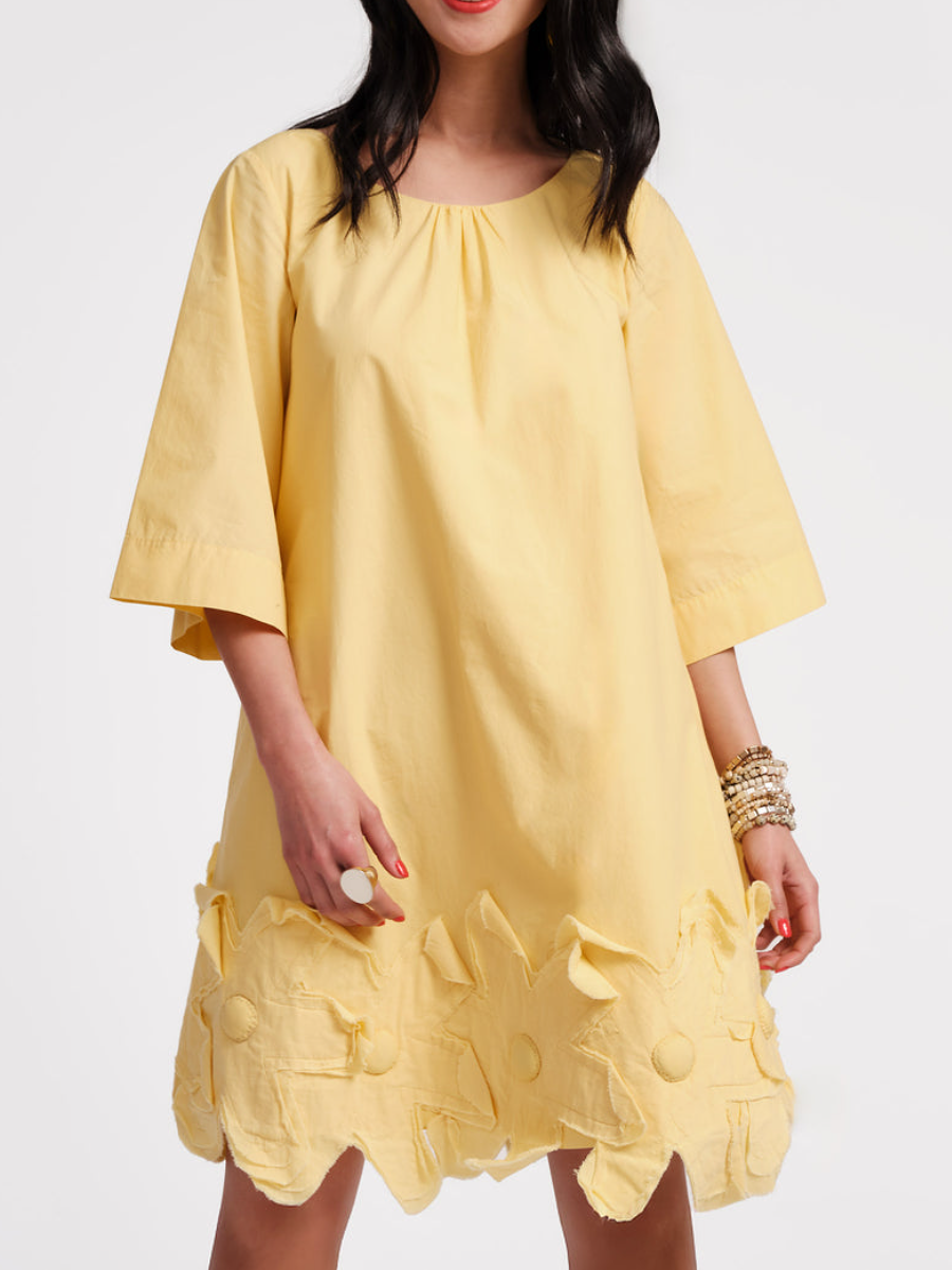 Crewneck Flower Mini Dress