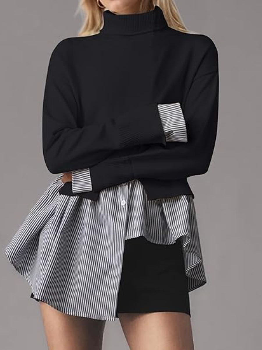 Two-in-one Stitched Turtleneck Knit Top