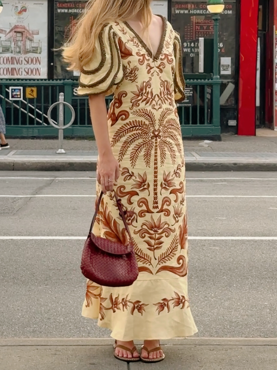 V-Neck Printed Dress