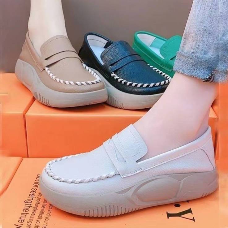 Women's Fashion Leather Platform Casual Shoes