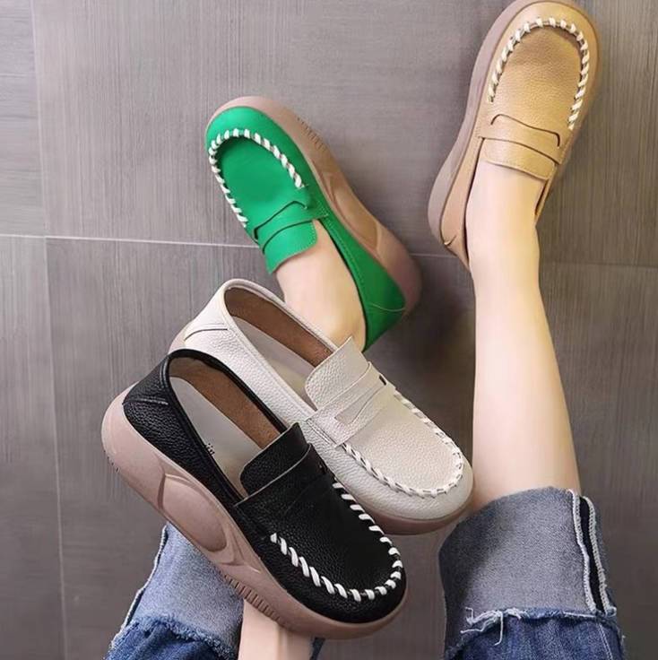 Women's Fashion Leather Platform Casual Shoes