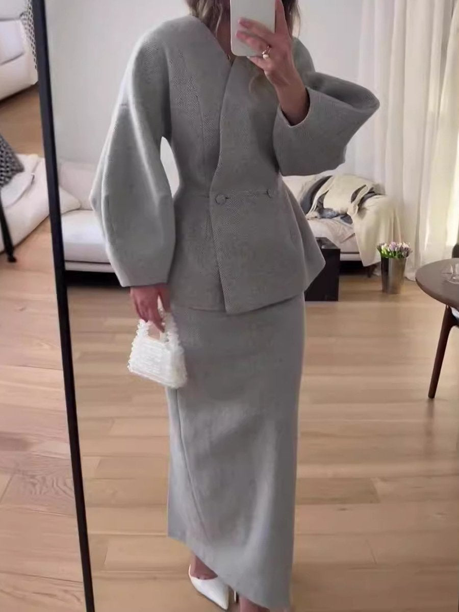 Fashion Solid Elegant Two Pieces Dress (⏰Free Shipping)