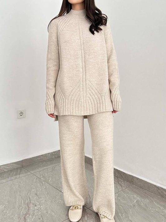Solid Crewneck Loose Knitwear Casual Suit (✔️Free Shipping)