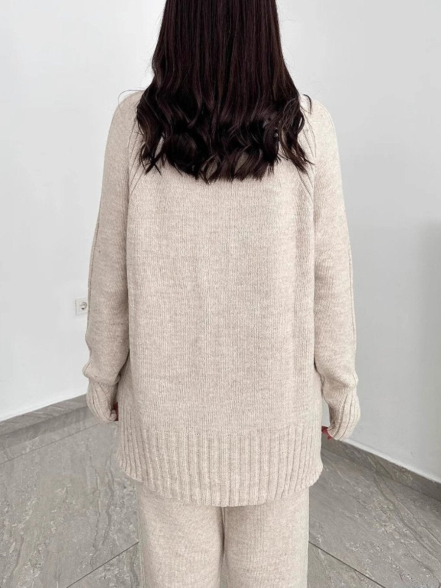 Solid Crewneck Loose Knitwear Casual Suit (✔️Free Shipping)