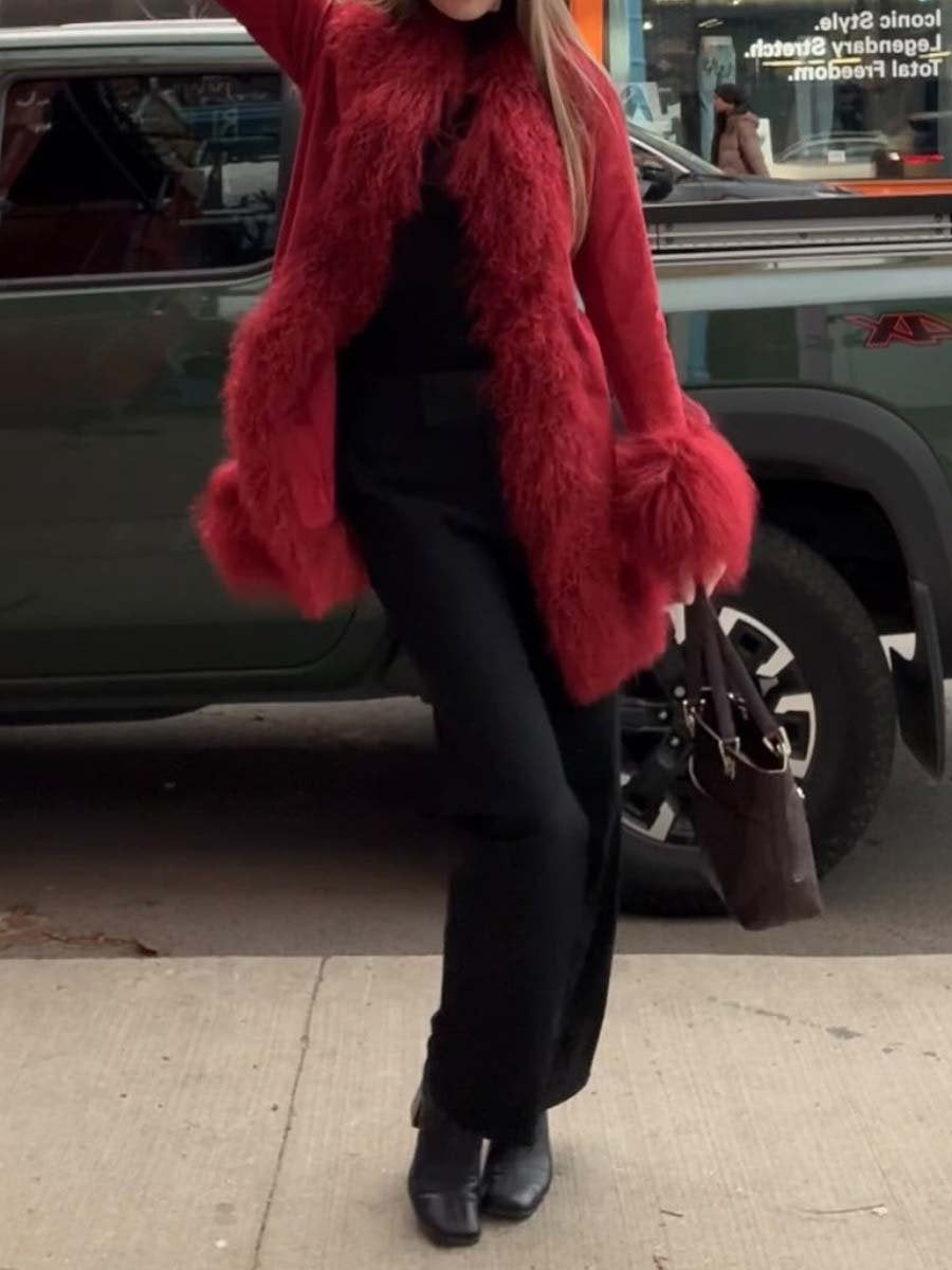 Long Sleeve Warm Fur Collar Coat (⏰Free Shipping)