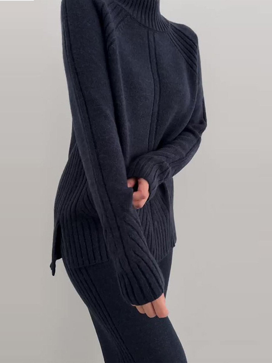 Solid Crewneck Loose Knitwear Casual Suit (✔️Free Shipping)