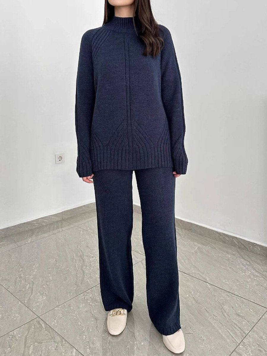 Solid Crewneck Loose Knitwear Casual Suit (✔️Free Shipping)